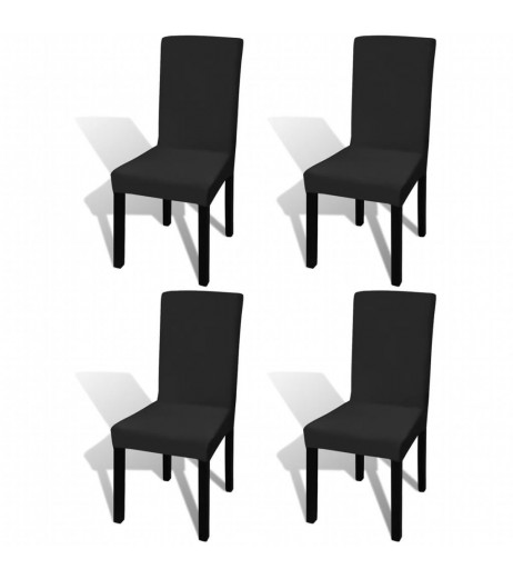 Straight Stretch Chair Slipcover 4 pieces Black