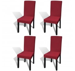 Straight Stretch Chair Slipcover 4 pieces Bordeaux