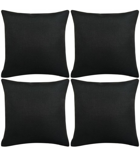  Pillowcases 4 pcs. Linen look Black 50x50 cm