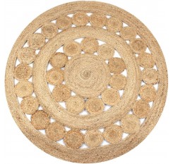 Carpet woven pattern jute 120 cm round