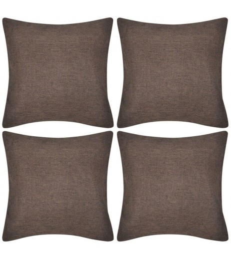 4 pillowcases brown linen look 50 x 50 cm