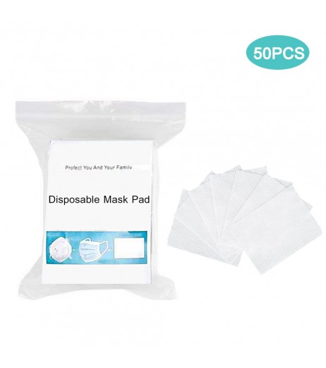 50PCS Disposable Face Mask Replacement Filter Breathable Protective Dustproof Mask Pad Filtering Pads for Universal Masks 20*10cm