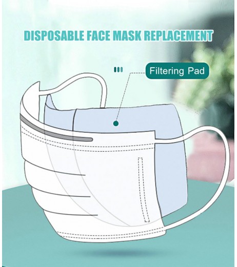 50PCS Disposable Face Mask Replacement Filter Breathable Protective Dustproof Mask Pad Filtering Pads for Universal Masks 20*10cm