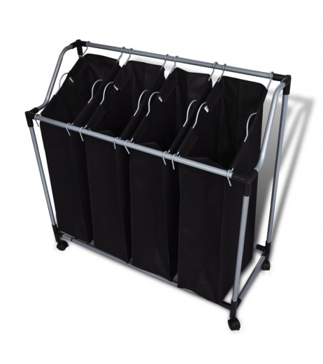 Laundry sorter with 4 bags black grey