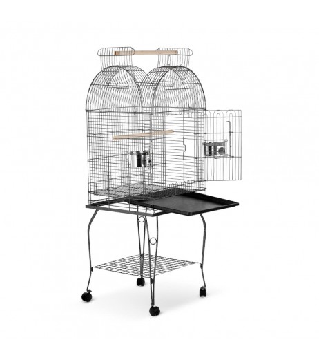 iKayaa Wrounght Iron Bird Parrot Cage Play Top Macaw Cockatoo Parakeet Conure Finch Cage + Stainless Steel Bowl & Lockable Wheels