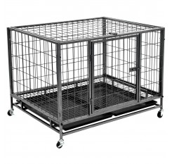 Heavy Duty Dog Cage with Steel Wheels 98 × 77 × 72 cm