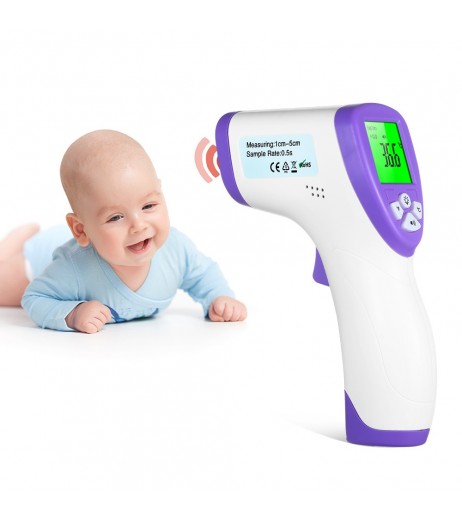 Digital IR Thermometer LCD Non-contact Infrared Thermometer °C/ °F Forehead Body Temperature Measurement 3-Color Backlight Fever Alarm for Baby Kids Adults Home Office