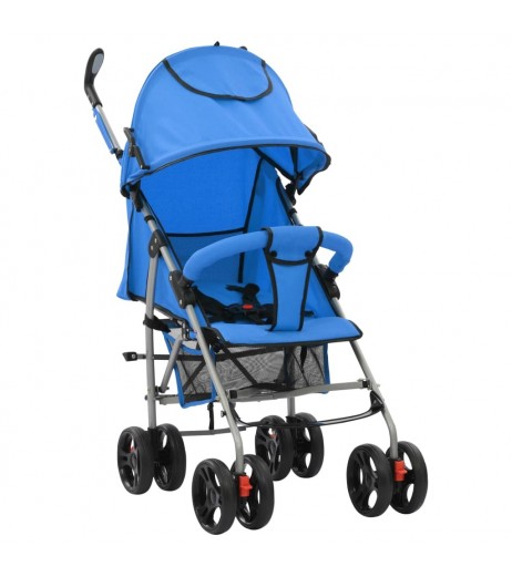 2-in-1 stroller buggy folding blue steel