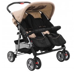 Baby twin car taupe and black steel