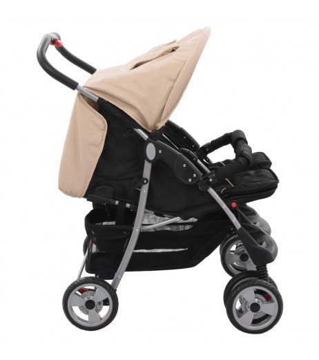 Baby twin car taupe and black steel
