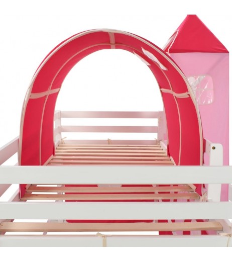 Children's loft bed frame with slide & amp; Ladder pine wood 97x208cm