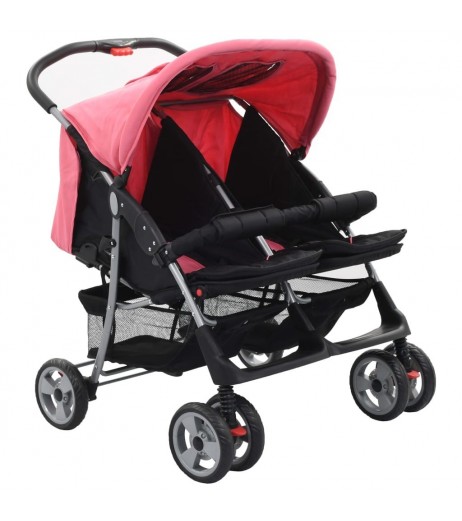 Baby twin wagon pink and black steel