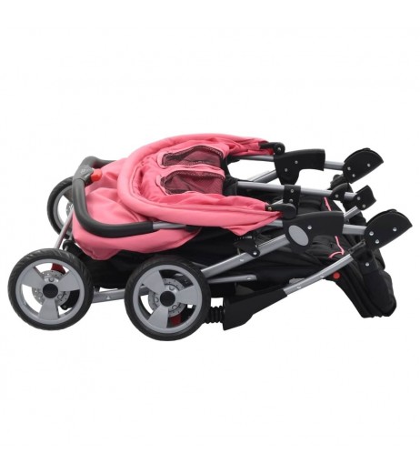 Baby twin wagon pink and black steel