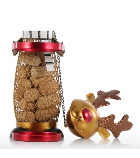 Netted Christmas Elk Wine Rack Animal Wine Holder Cork Container Metal Practical Craft Home Decor
