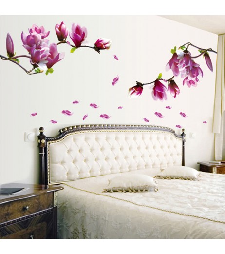 Beautiful Mangnolia Flowers Removable Wall Art Decals Vinyl Stickers  Wallpaper Mural
