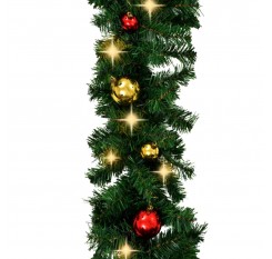Christmas garland Adorned with balls and LED lights 10 m
