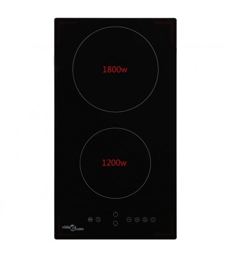 Glass ceramic hob with 2 burners Touch control panel 3000 W