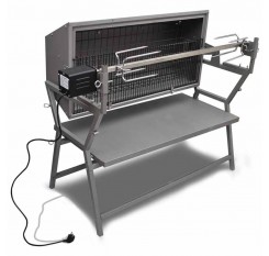 BBQ grill with rotisserie iron and steel