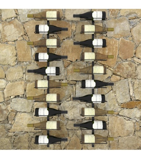 Wall wine racks for 20 bottles, 2 pieces. Black metal