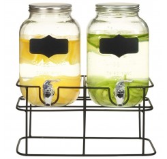 Drink dispenser 2 pcs. With stand 2 x 4 L glass