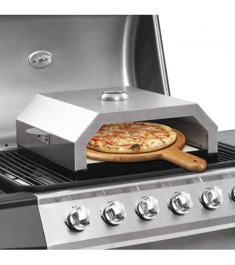 Pizza oven with ceramic stone for gas charcoal grill
