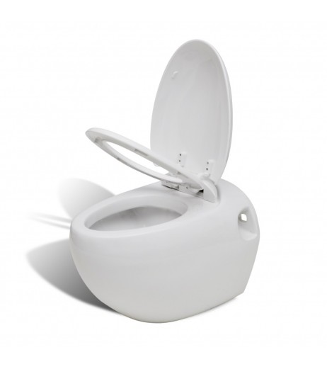 Wall Design Egg WC with White Concealed Cistern