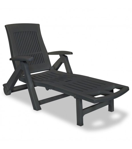 Sunbed with footrest plastic anthracite gray