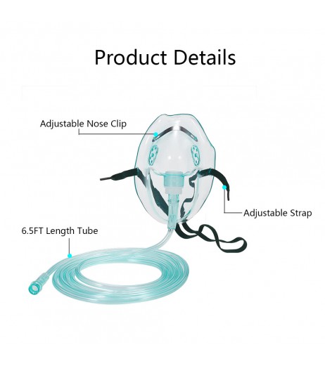 Decdeal 10PCS Medical Oxygen Mask with 2M Tubing O2 Concentration FDA Approved