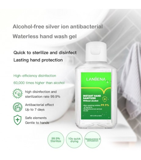 LANBENA 60ML Disposable No-Rinse Hand Washing Fluid Germ-Fighting Gel Disinfection Hand Wash Gel