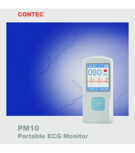CONTEC PM10 Portable ECG EKG Machine Color Screen ECG Monitor Handheld Heart Machine BT USB PC Software Home Care